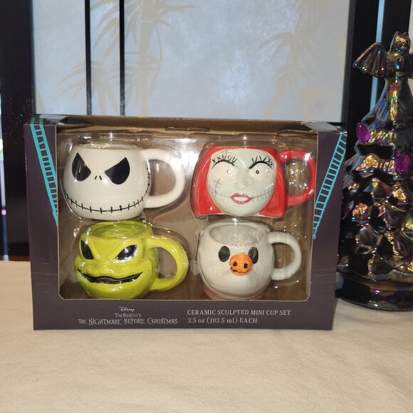 Disney Nightmare Before Christmas Mug Set of 4 Jack, Sally, Zero, Oogie Boogie - Picture 1 of 9